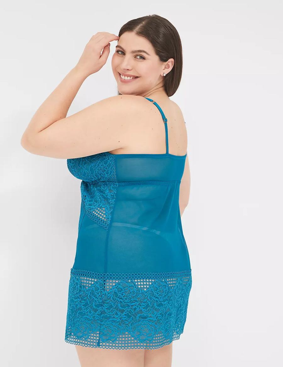 Lane Bryant Mesh & Lace Slip Vestito Donna Blu | BZB8912HU