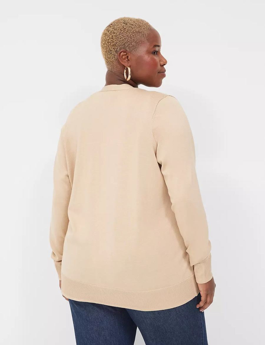 Lane Bryant Modern Long-Sleeve Open-Front Cardigan Donna Khaki | PXY4292GN