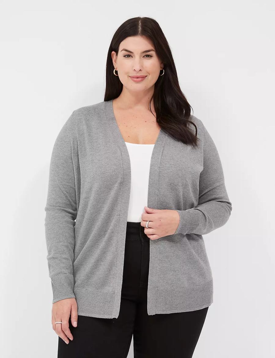 Lane Bryant Modern Long-Sleeve Open-Front Cardigan Donna Grigie | HYH880ES