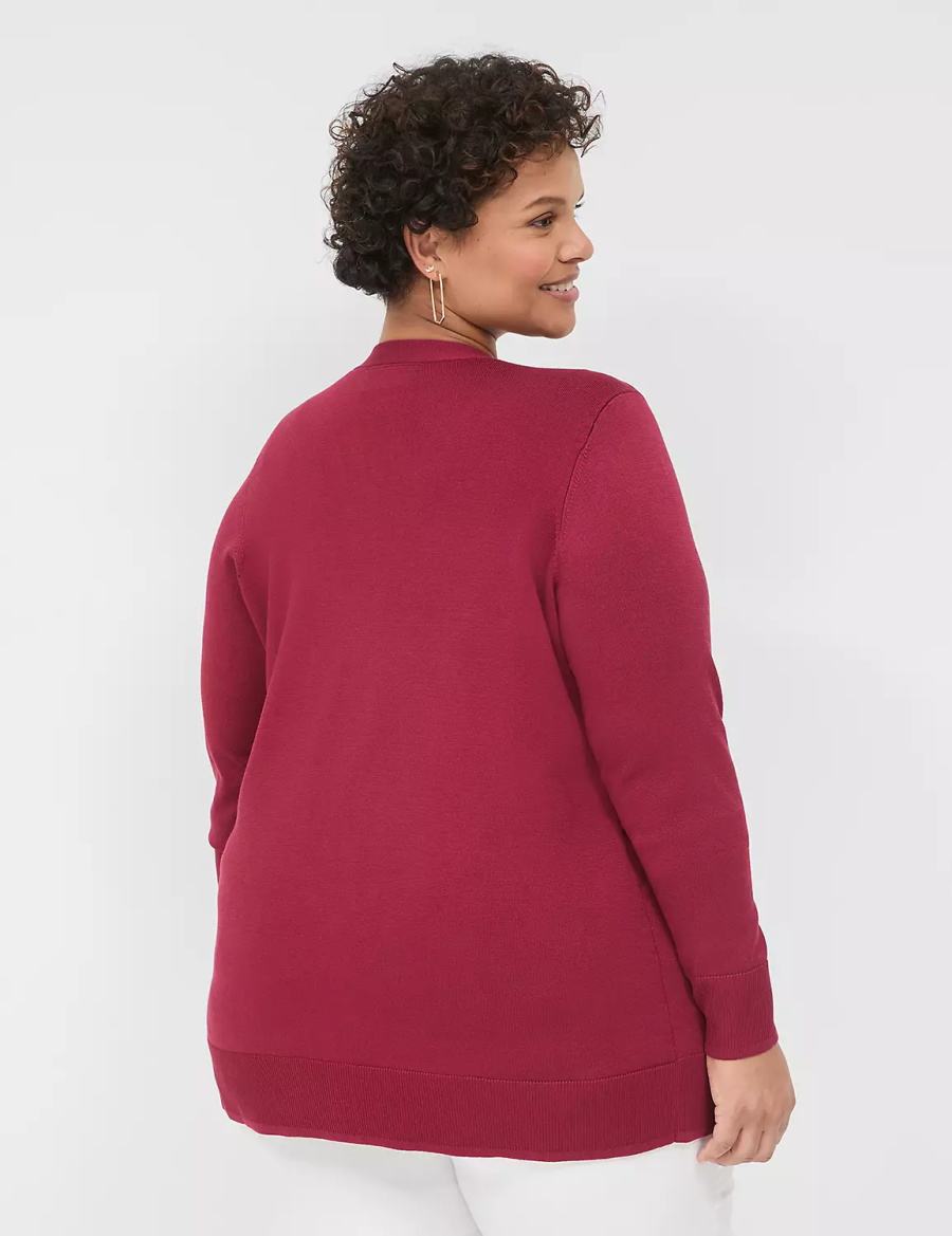 Lane Bryant Modern Long-Sleeve Open-Front Cardigan Donna Rosse Profondo | LNI4476YG