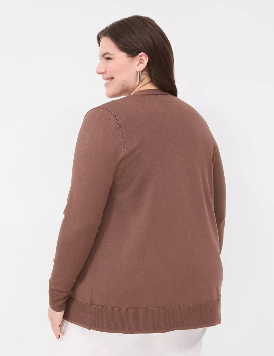 Lane Bryant Modern Long-Sleeve Open-Front Cardigan Donna Marroni | WFT4731VJ