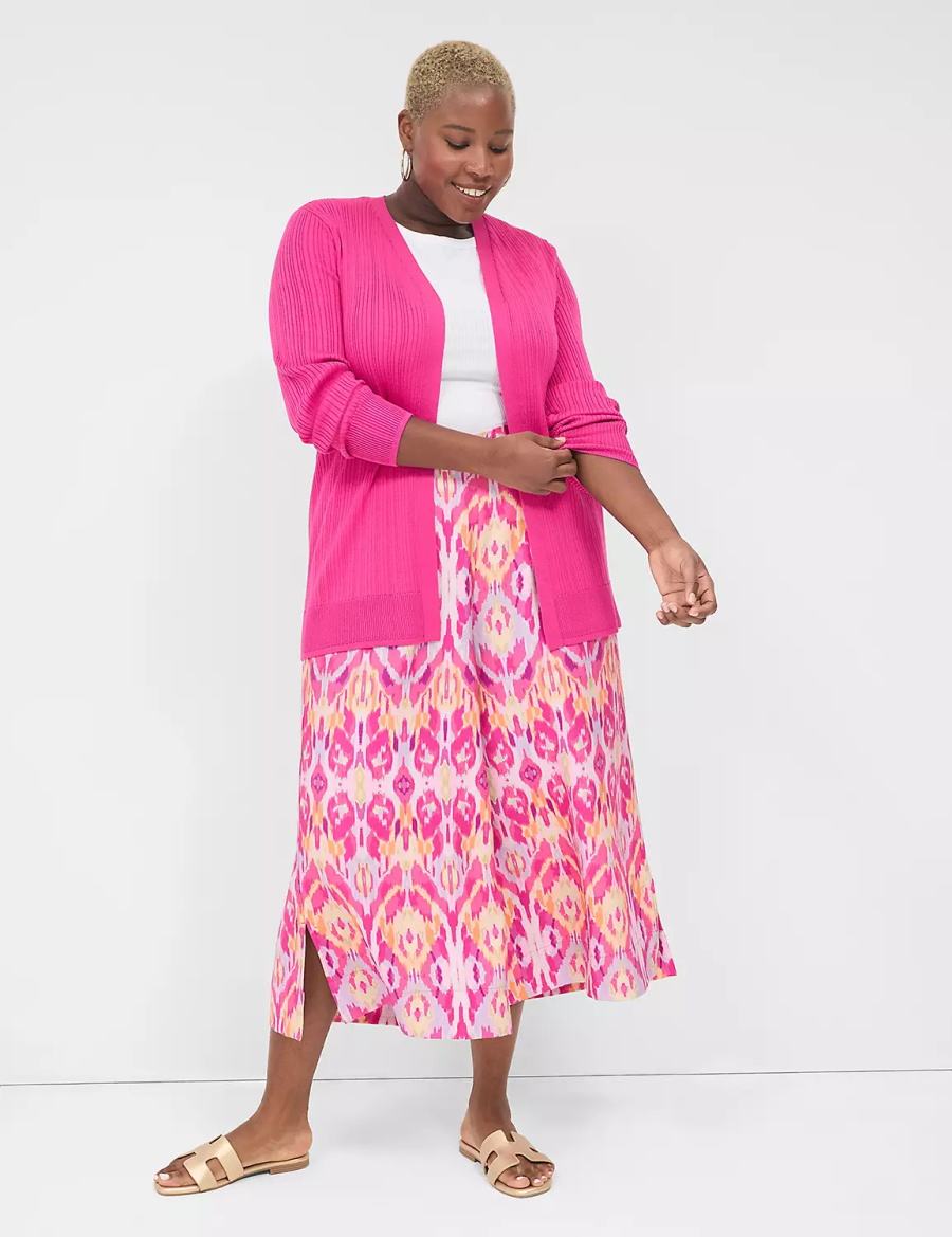 Lane Bryant Modern Open-Front Ribbed Cardigan Donna Rosa | ZDT342XL