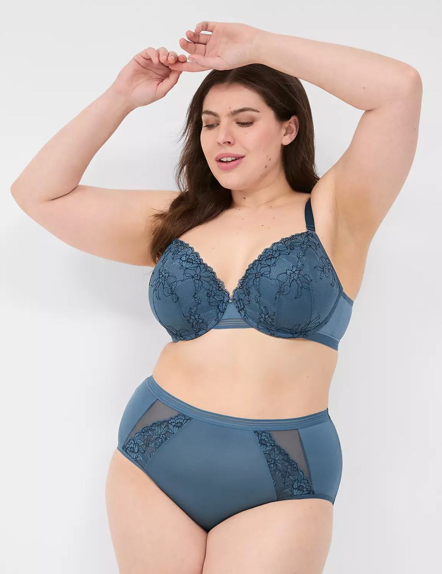 Lane Bryant Modern Romance Lightly Lined Demi Bralette Donna Blu Grigie | XYW6764QO