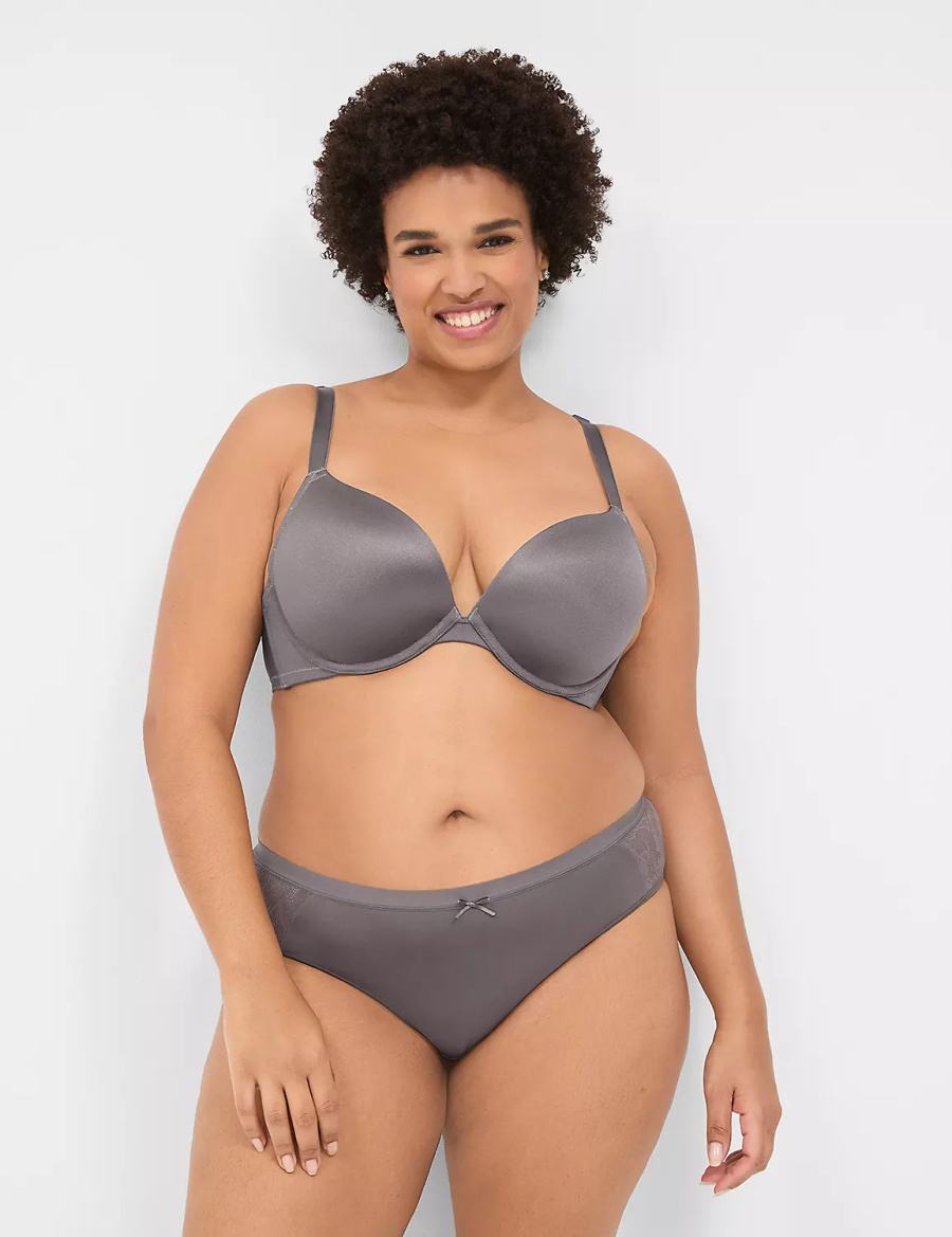 Lane Bryant No-Show With Lace Trim Mutandine Hipster Donna Grigie Scuro | BQV6672GU