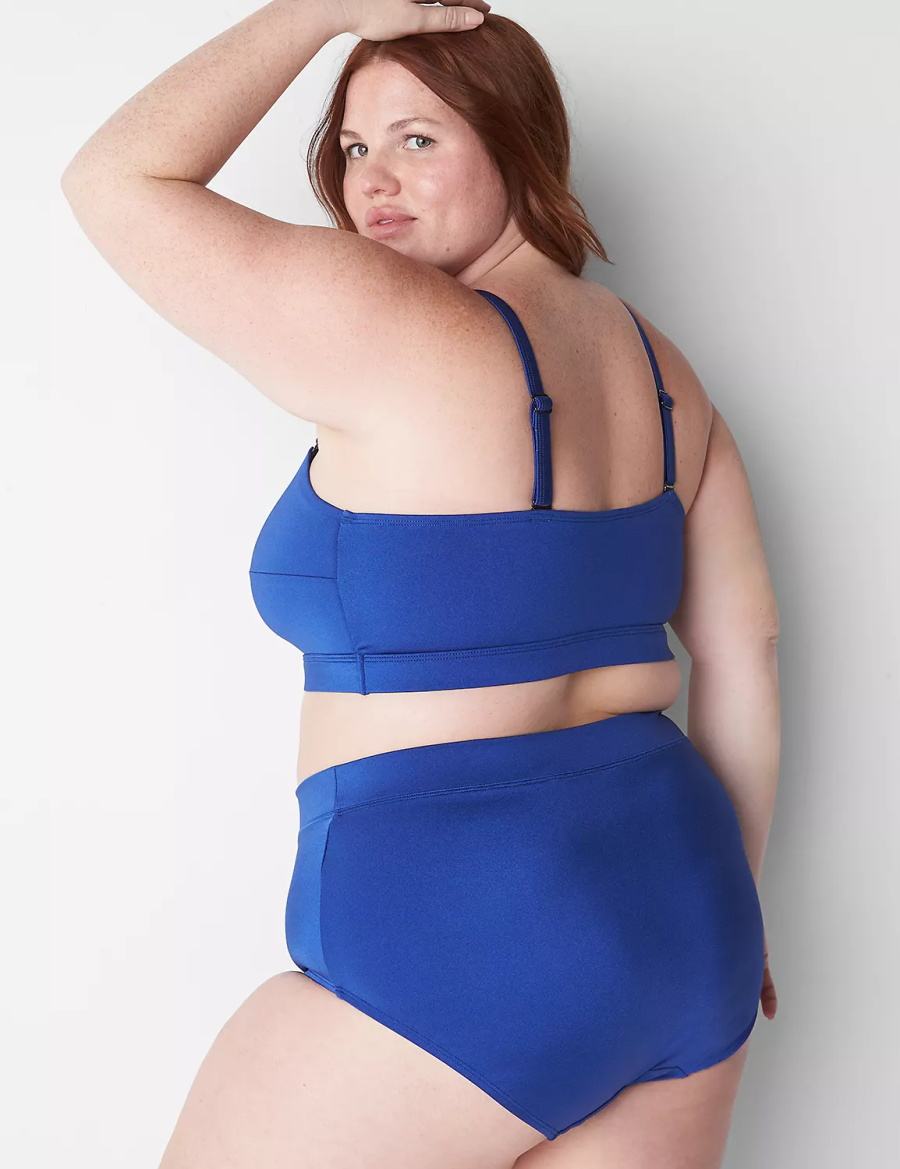 Lane Bryant No-Wire Asymmetric Swim Top Bikini Donna Blu | MOX8890OS