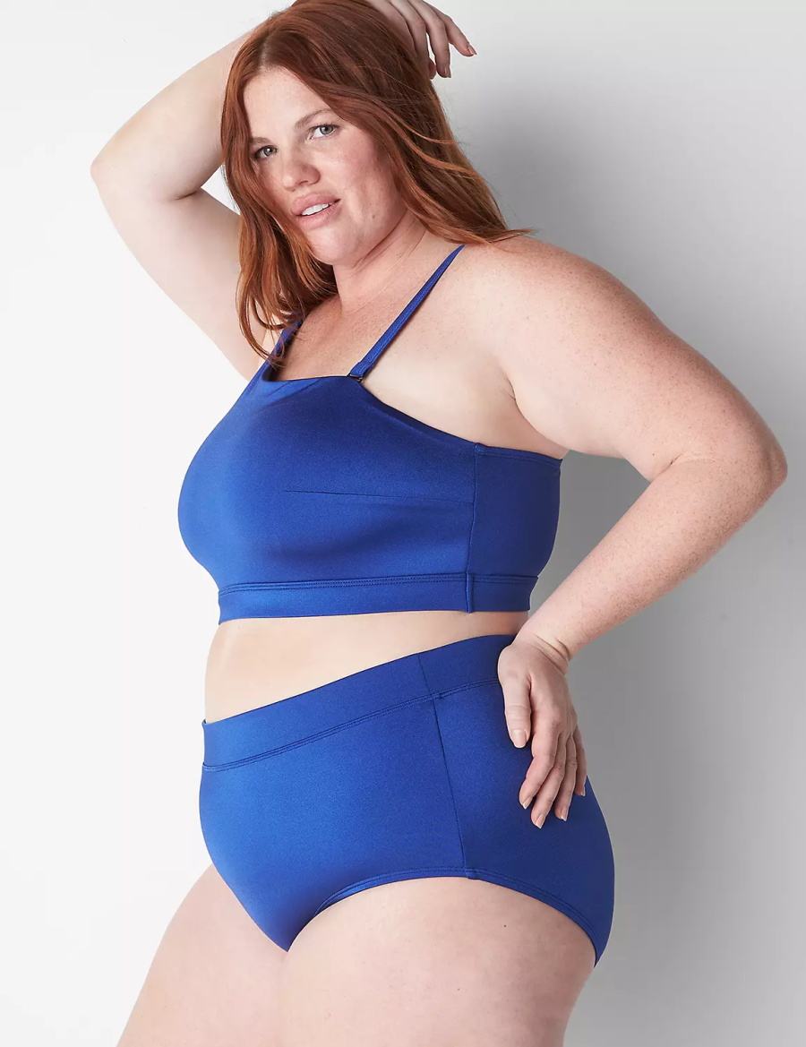 Lane Bryant No-Wire Asymmetric Swim Top Bikini Donna Blu | MOX8890OS