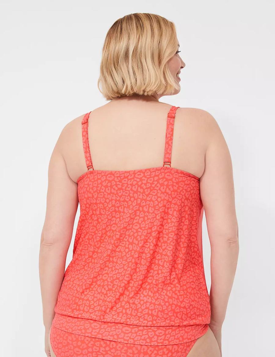 Lane Bryant No-Wire Blouson Tankini Top Bikini Donna Corallo | LQC7689OX