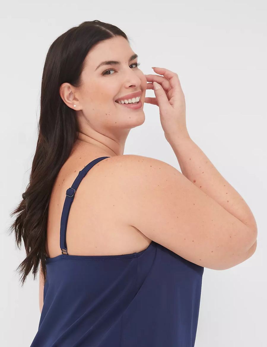 Lane Bryant No-Wire Blouson Tankini Top Bikini Donna Blu | MEB3546US