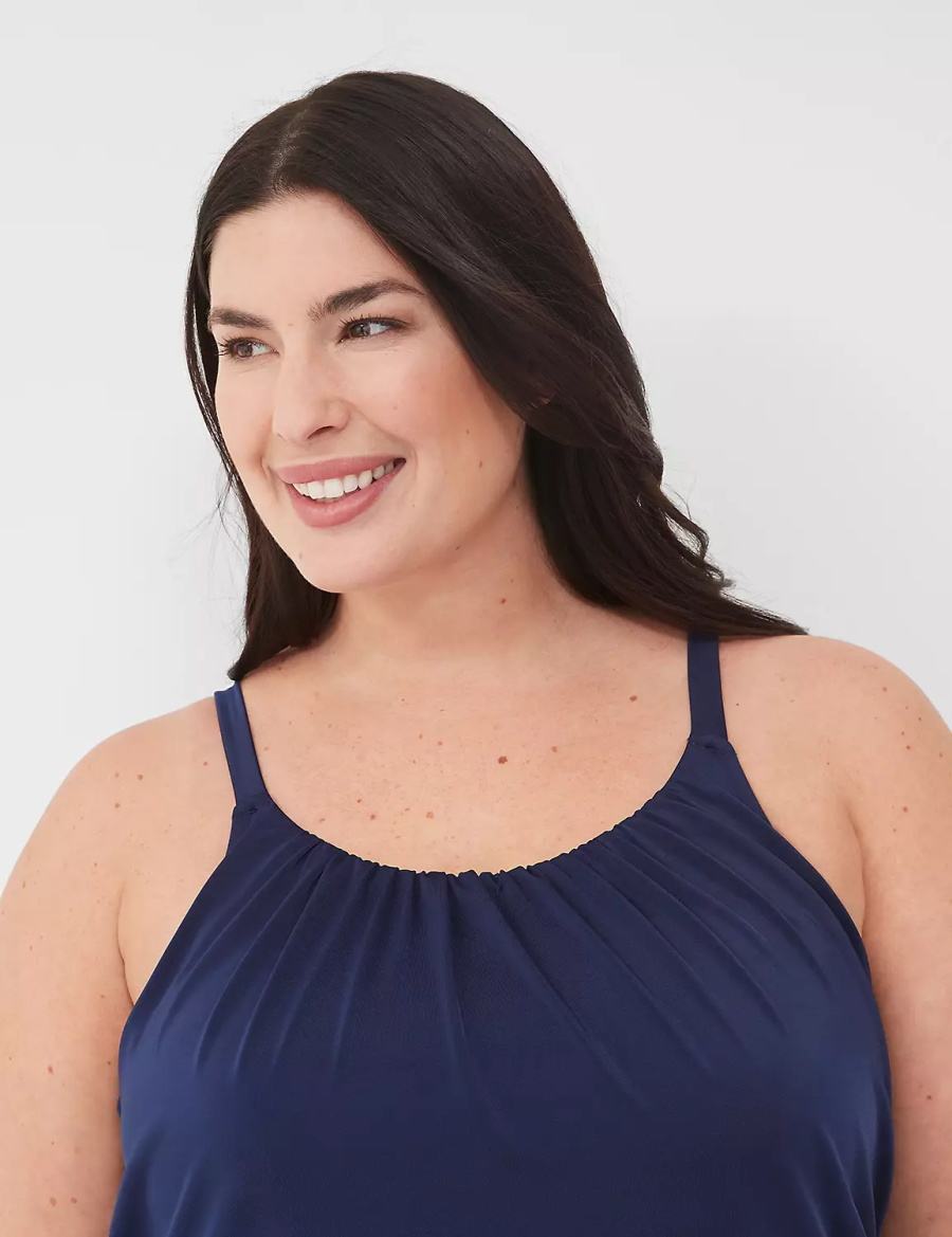 Lane Bryant No-Wire Blouson Tankini Top Bikini Donna Blu | MEB3546US