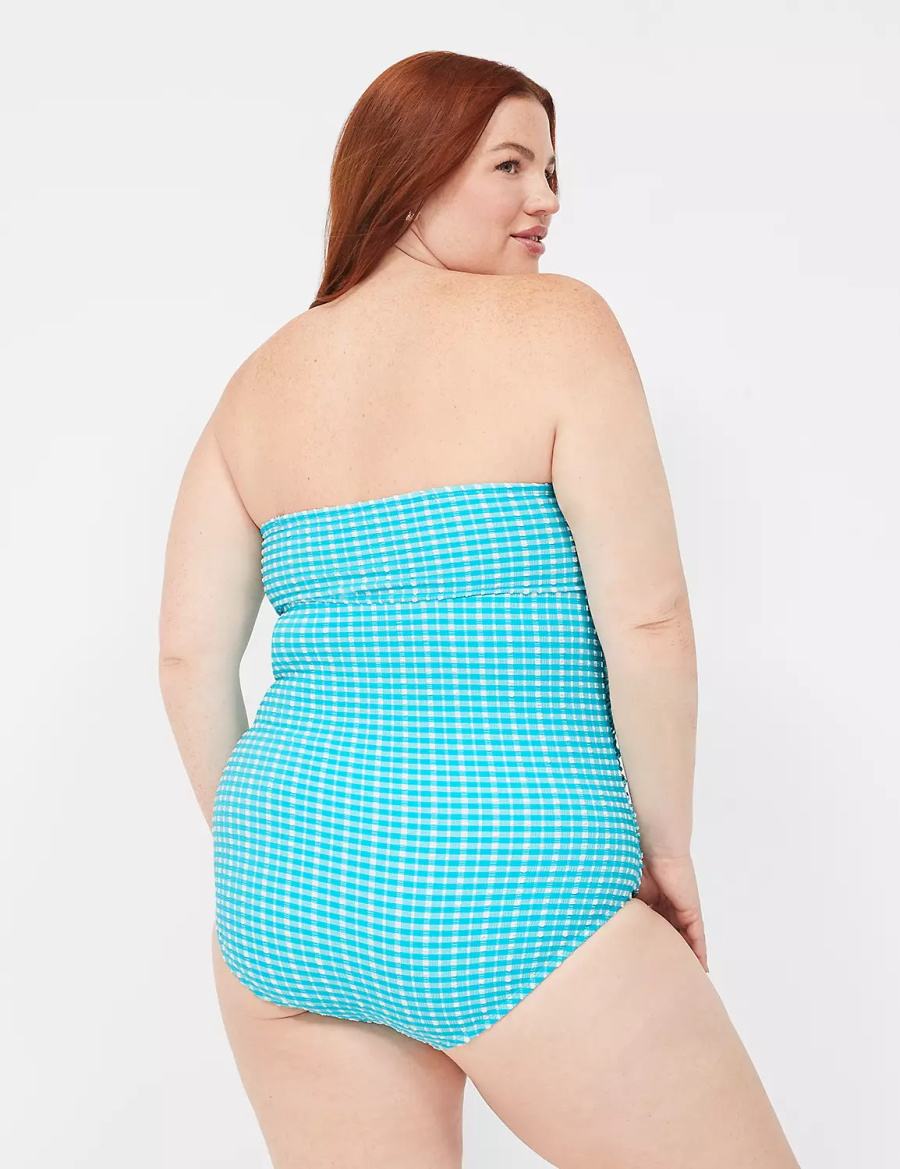 Lane Bryant No-Wire Multi-Way Strapless One-Piece Costumi Da Bagno Donna Blu Bianche | EHW2150LV