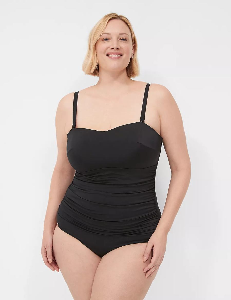 Lane Bryant No-Wire Multi-Way Strapless One-Piece Costumi Da Bagno Donna Nere | OIB256NO