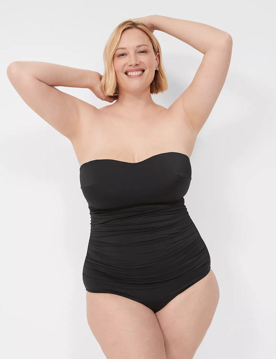 Lane Bryant No-Wire Multi-Way Strapless One-Piece Costumi Da Bagno Donna Nere | OIB256NO