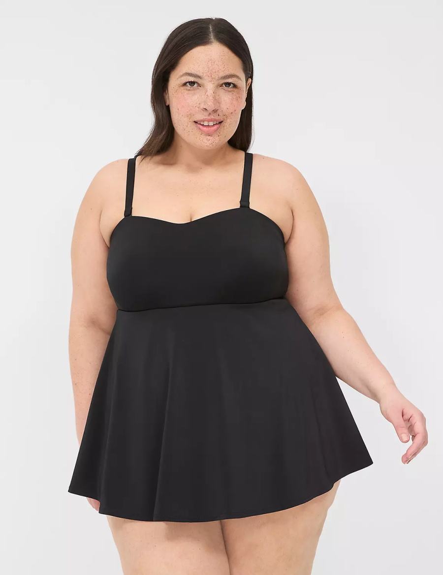 Lane Bryant No-Wire Multi-Way Strapless Swim Vestito Donna Nere | XYV6069BO