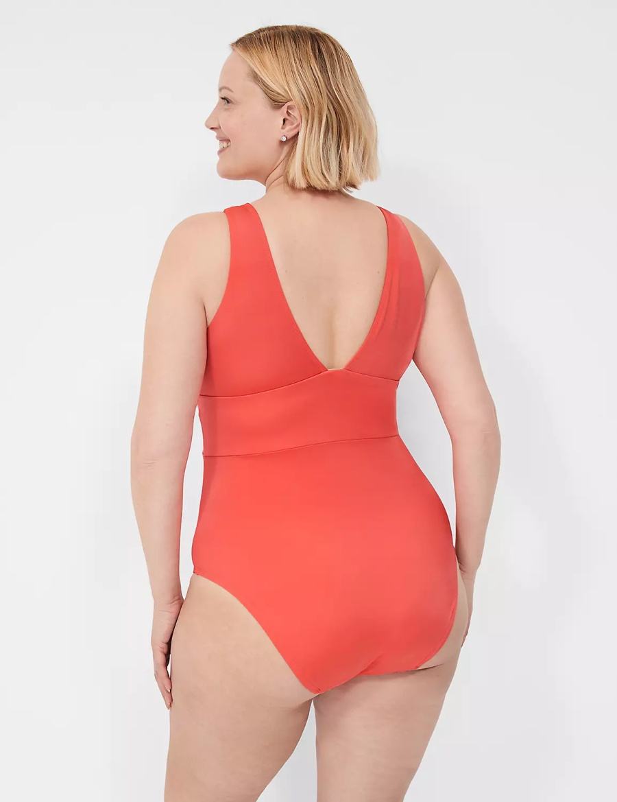 Lane Bryant No-Wire Plunge One-Piece Costumi Da Bagno Donna Corallo | UTJ9893FB