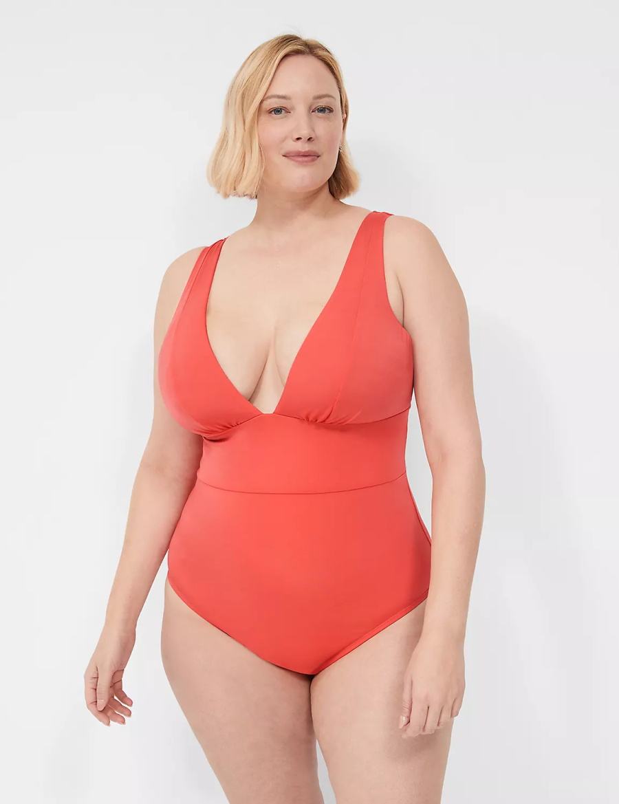 Lane Bryant No-Wire Plunge One-Piece Costumi Da Bagno Donna Corallo | UTJ9893FB