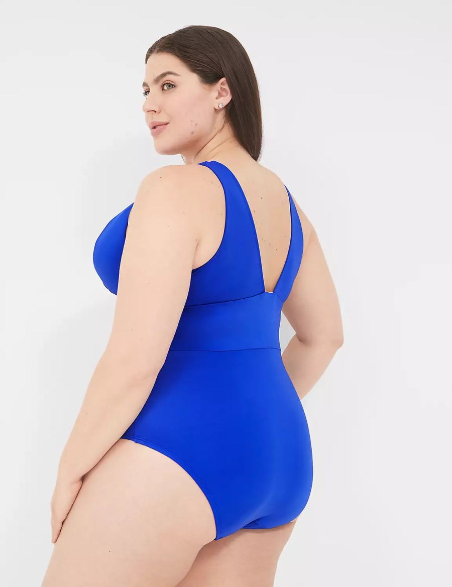 Lane Bryant No-Wire Plunge One-Piece Costumi Da Bagno Donna Blu | JYZ123HC