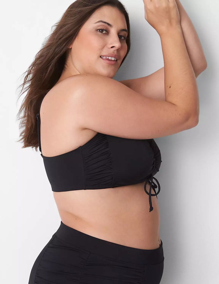 Lane Bryant No-Wire Ruched Swim Top Bikini Donna Nere | NWS66100ZD