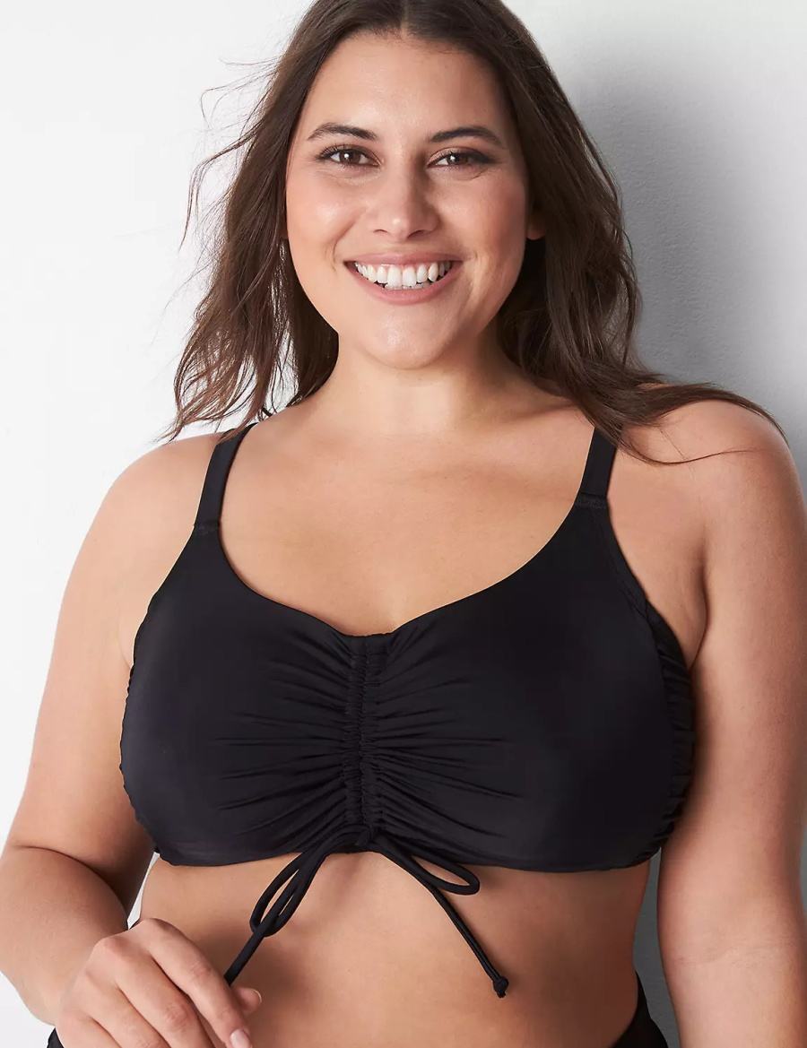 Lane Bryant No-Wire Ruched Swim Top Bikini Donna Nere | NWS66100ZD