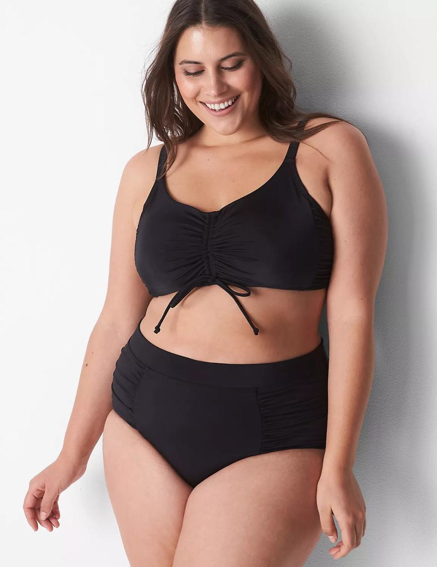 Lane Bryant No-Wire Ruched Swim Top Bikini Donna Nere | NWS66100ZD