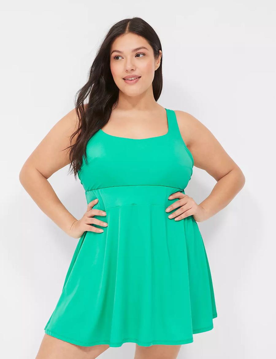 Lane Bryant No-Wire Scoop-Neck Swim Vestito Donna Verde Acqua | DFA6680OK