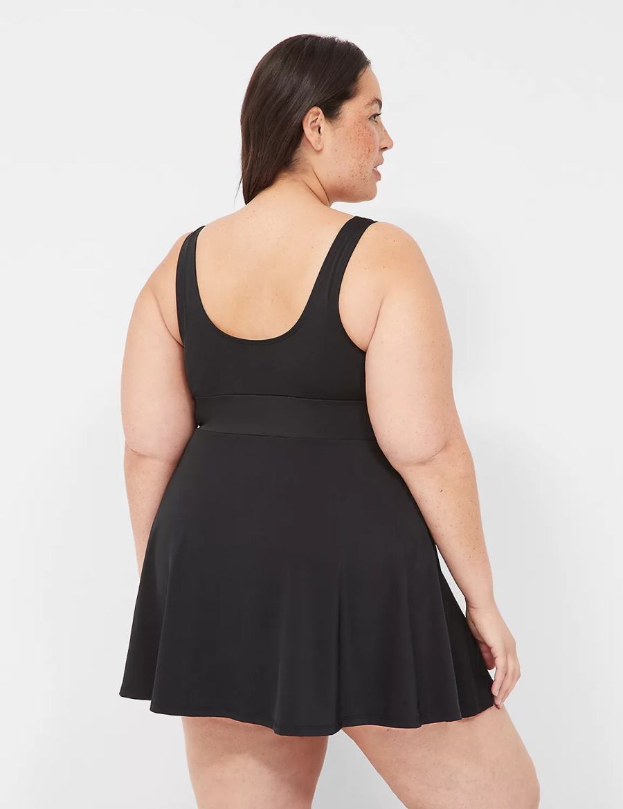 Lane Bryant No-Wire Scoop-Neck Swim Vestito Donna Nere | OAQ6661AF