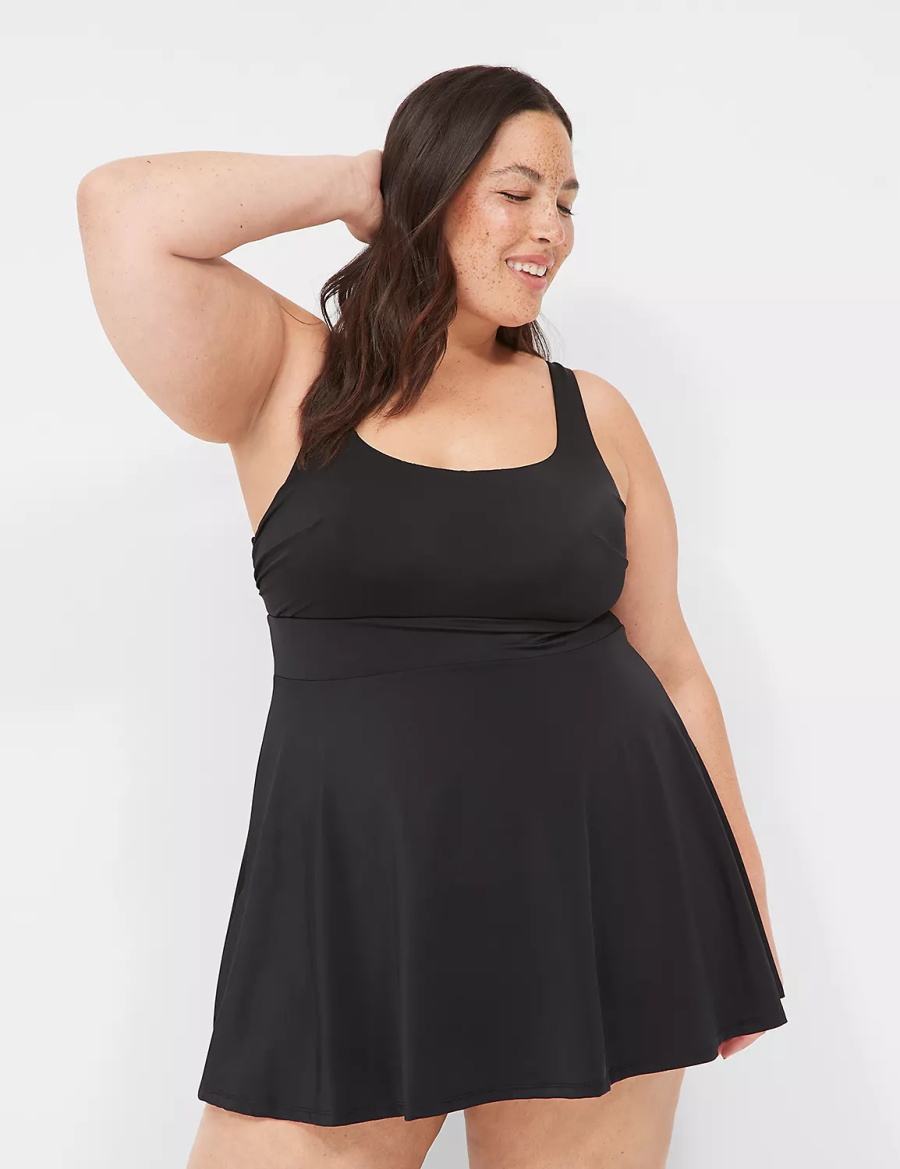 Lane Bryant No-Wire Scoop-Neck Swim Vestito Donna Nere | OAQ6661AF