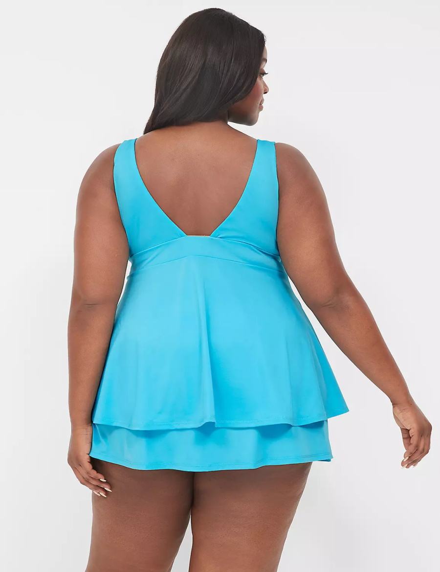 Lane Bryant No-Wire Swing Tankini Top Bikini Donna Blu | QSZ4491WP