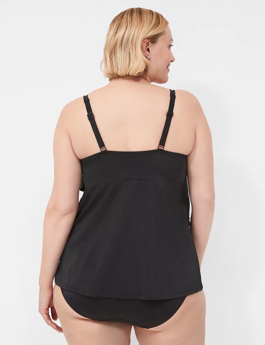 Lane Bryant No-Wire Three-Tier Tankini Top Bikini Donna Nere | SWF579UG