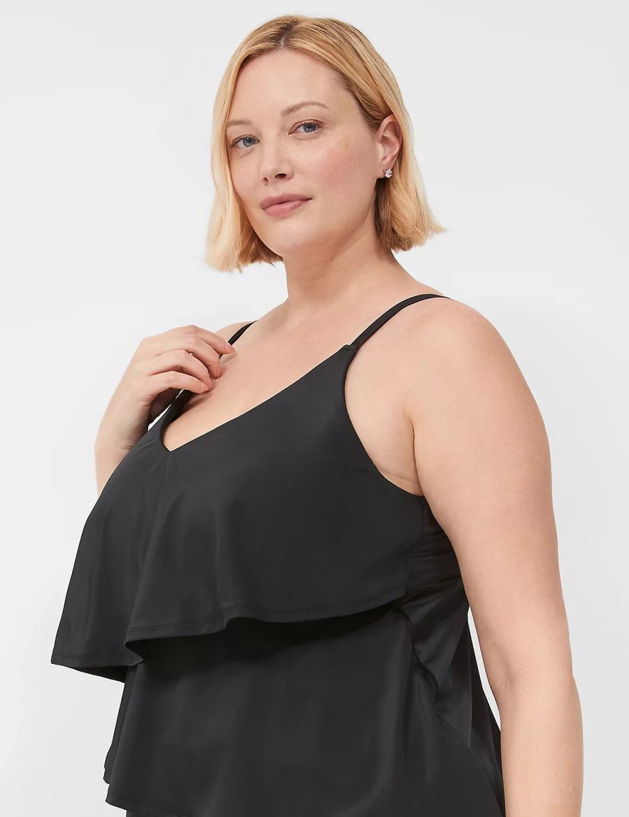 Lane Bryant No-Wire Three-Tier Tankini Top Bikini Donna Nere | SWF579UG