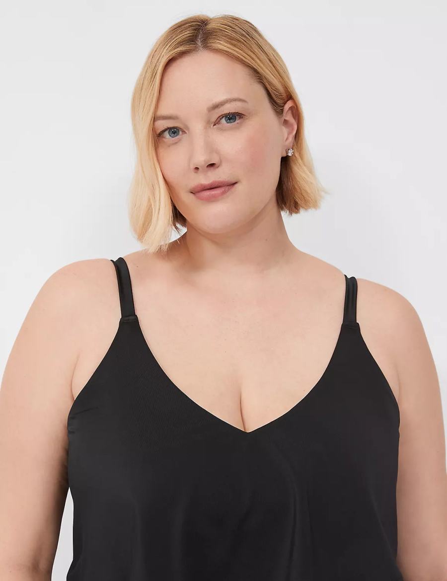 Lane Bryant No-Wire Three-Tier Tankini Top Bikini Donna Nere | SWF579UG