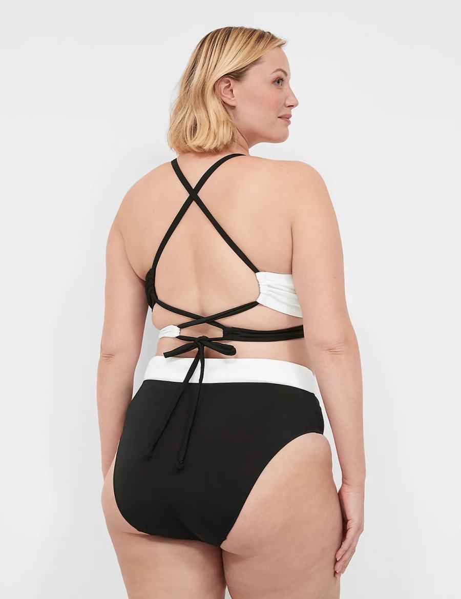 Lane Bryant No-Wire Tie-Back Top Bikini Donna Nere | UQQ4339TF