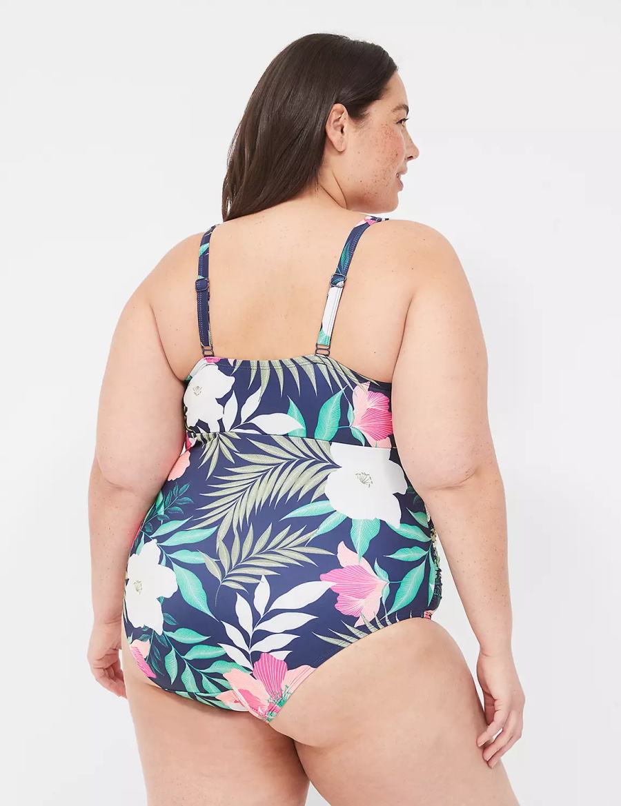 Lane Bryant No-Wire Wrap One-Piece Costumi Da Bagno Donna Blu Marino | GQA288CW