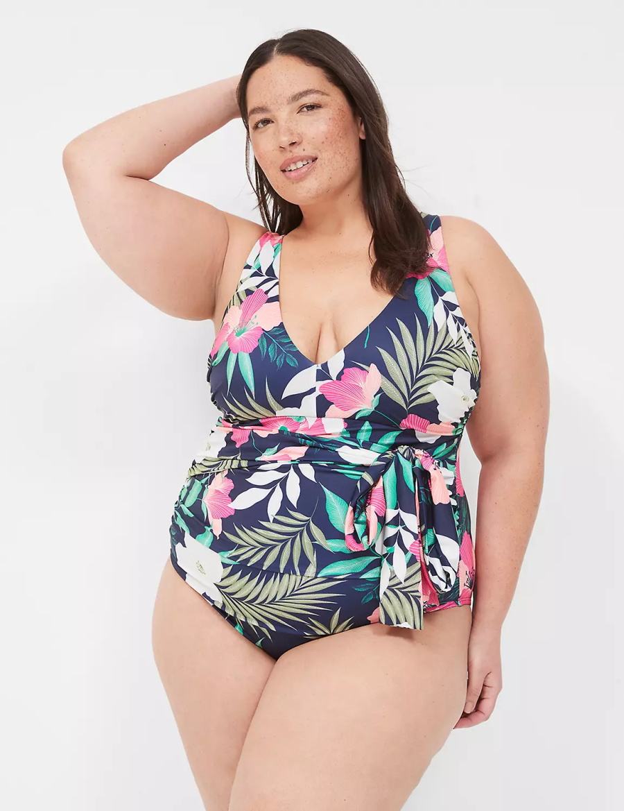 Lane Bryant No-Wire Wrap One-Piece Costumi Da Bagno Donna Blu Marino | GQA288CW