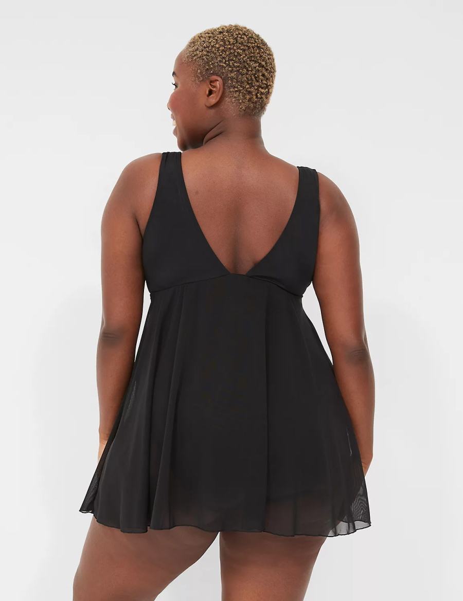 Lane Bryant No-Wire Wrap Swim Vestito Donna Nere | NCK957RV