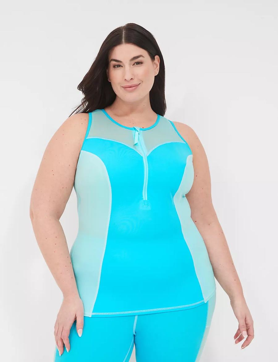 Lane Bryant No-Wire Zip-Front Tankini Top Bikini Donna Blu | NFS5621JK