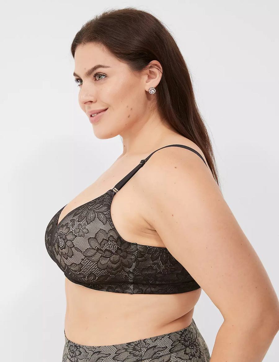 Lane Bryant No-Wire with Lace Bralette Donna Nere | DHD3813IL