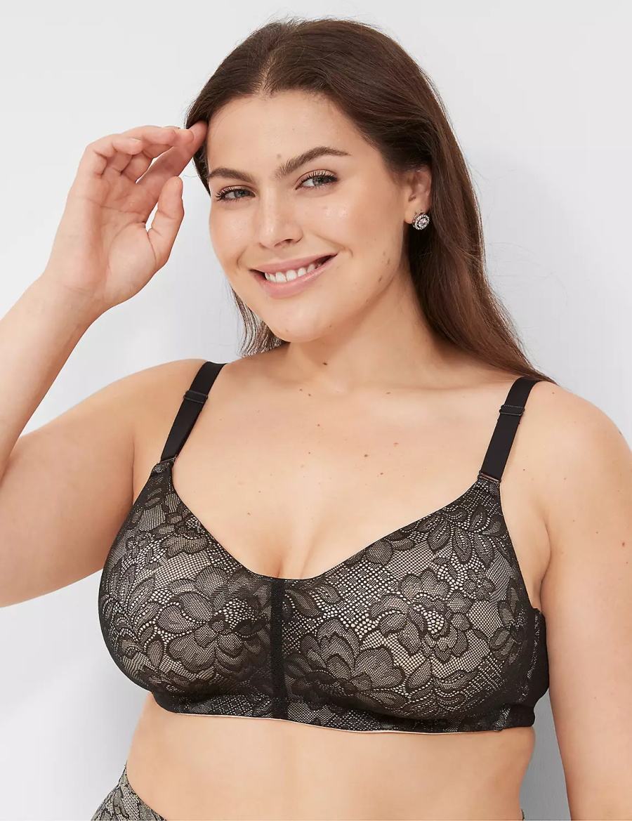 Lane Bryant No-Wire with Lace Bralette Donna Nere | DHD3813IL