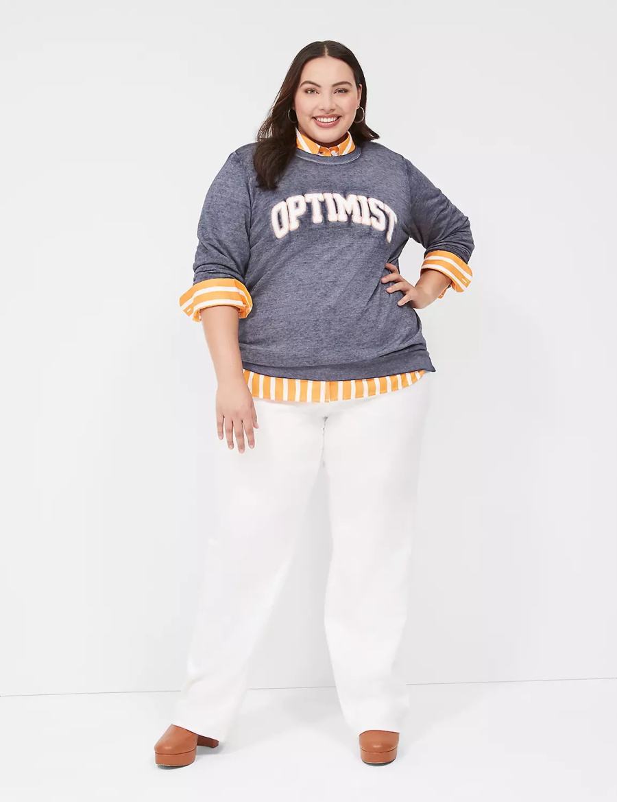 Lane Bryant Optimist Graphic Felpe Donna Blu | WDH7735MS