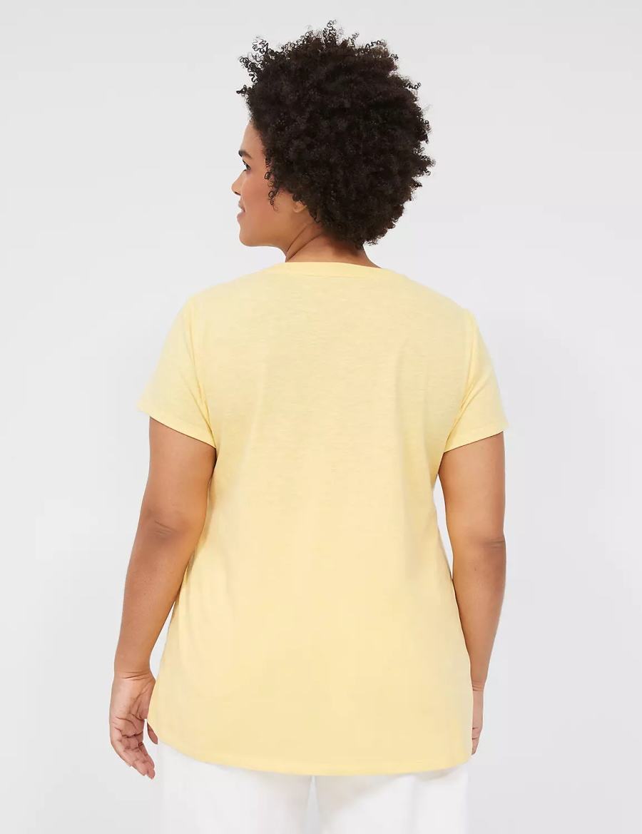 Lane Bryant Peace & Sunshine Sparkle Graphic Tee Magliette Donna Gialle | JOK9776DD