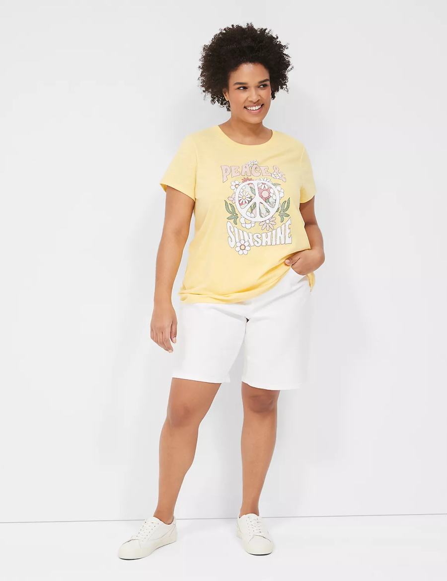 Lane Bryant Peace & Sunshine Sparkle Graphic Tee Magliette Donna Gialle | JOK9776DD