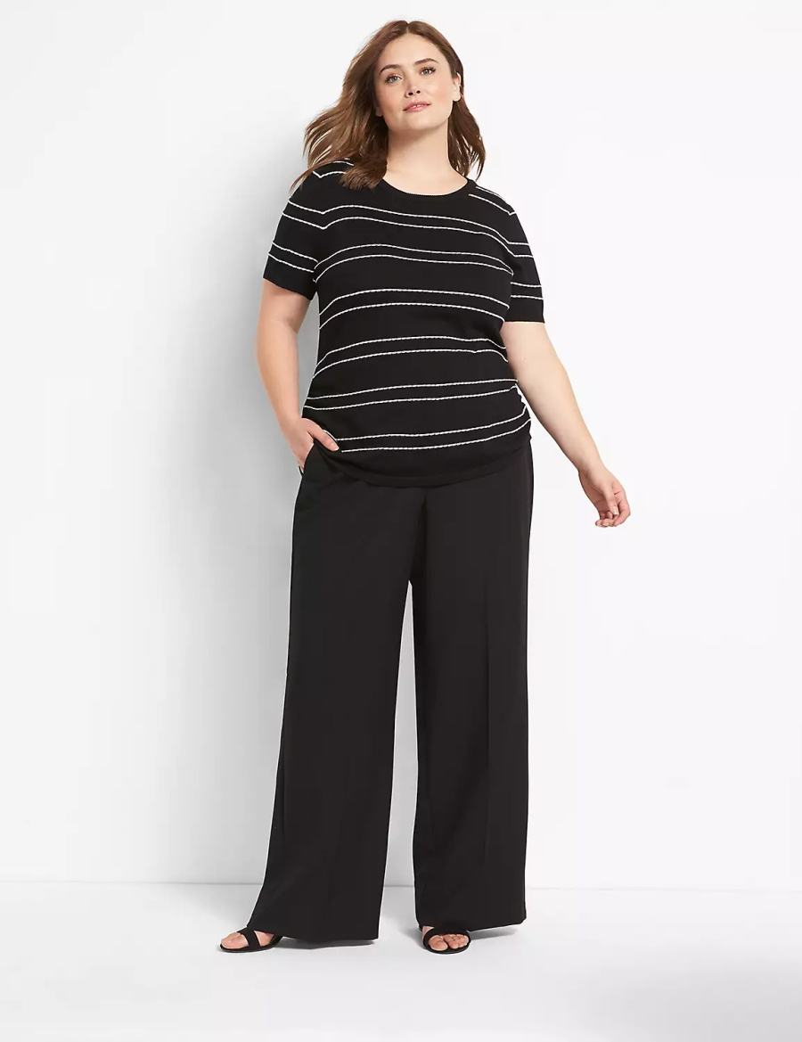 Lane Bryant Perfect Drape High-Rise Wide Leg Pantaloni Donna Nere | XCS3499FV