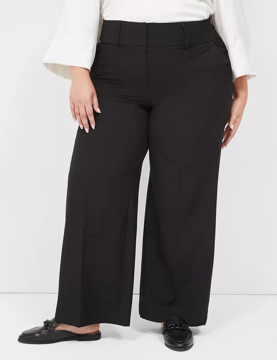 Lane Bryant Perfect Drape High-Rise Wide Leg Pantaloni Donna Nere | XCS3499FV