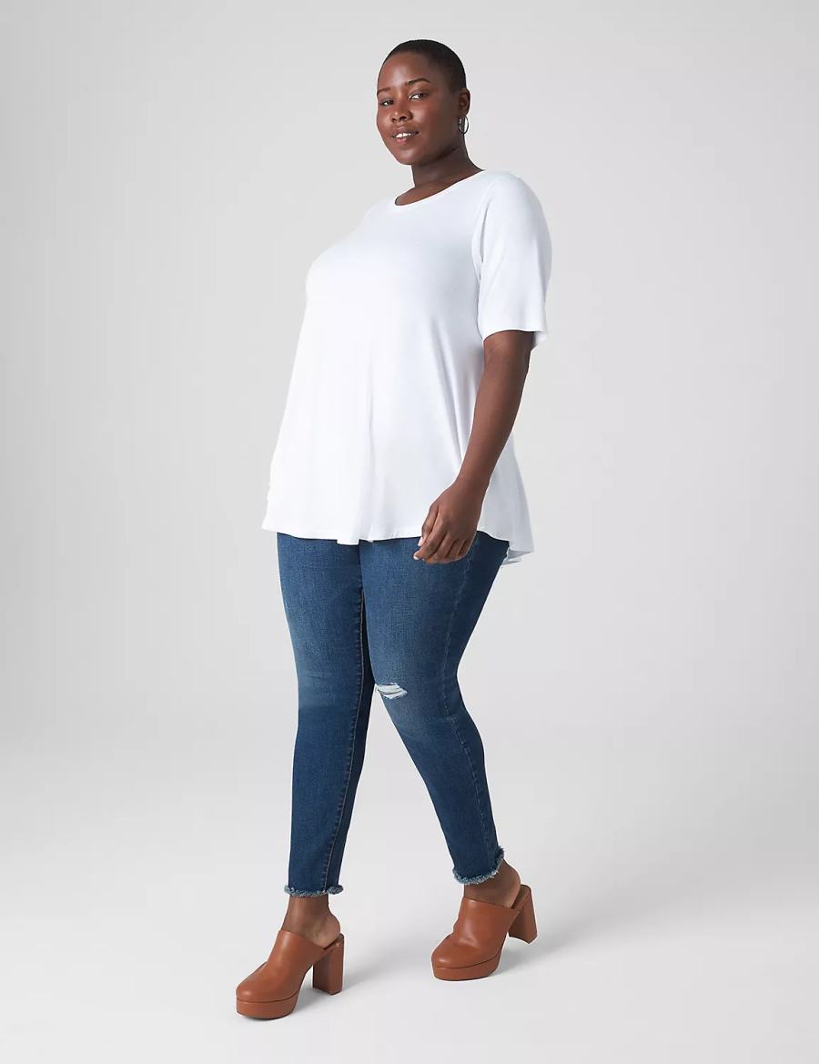 Lane Bryant Perfect Sleeve Crew-Neck Extreme Swing Tunic Magliette Donna Bianche | LLJ3576WU