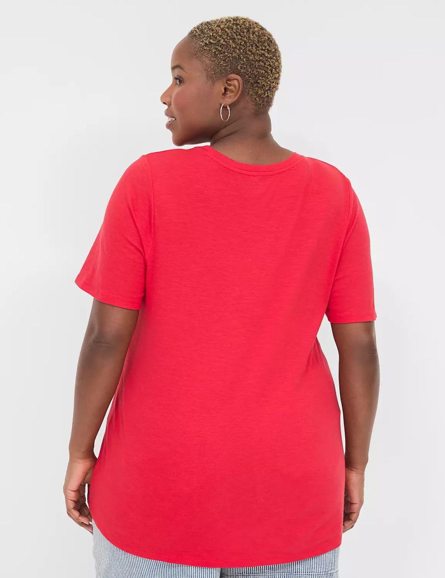 Lane Bryant Perfect Sleeve Crew-Neck Tee Magliette Donna Rosse | FZC5436RX