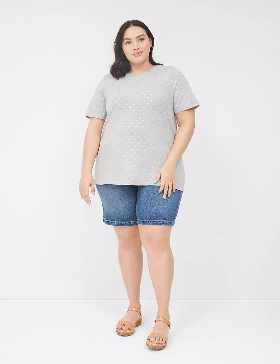 Lane Bryant Perfect Sleeve Crew-Neck Tee Magliette Donna Grigie | WIM5627EI