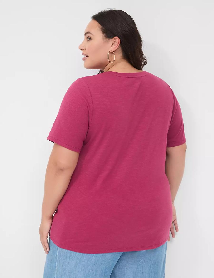 Lane Bryant Perfect Sleeve Crew-Neck Tee Magliette Donna Bordeaux | UYY3242BN