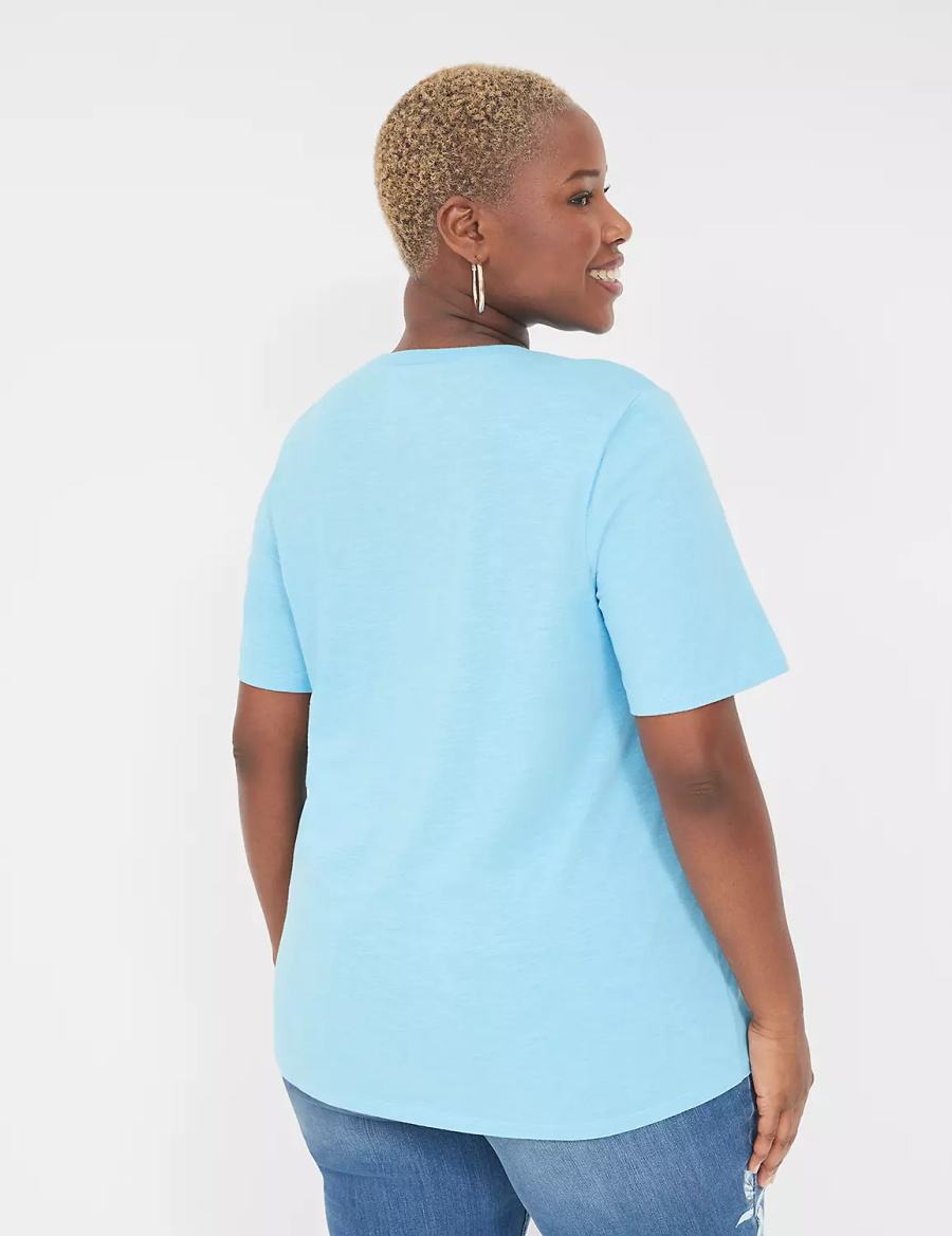 Lane Bryant Perfect Sleeve Crew-Neck Tee Magliette Donna Blu | IYT2460ZY