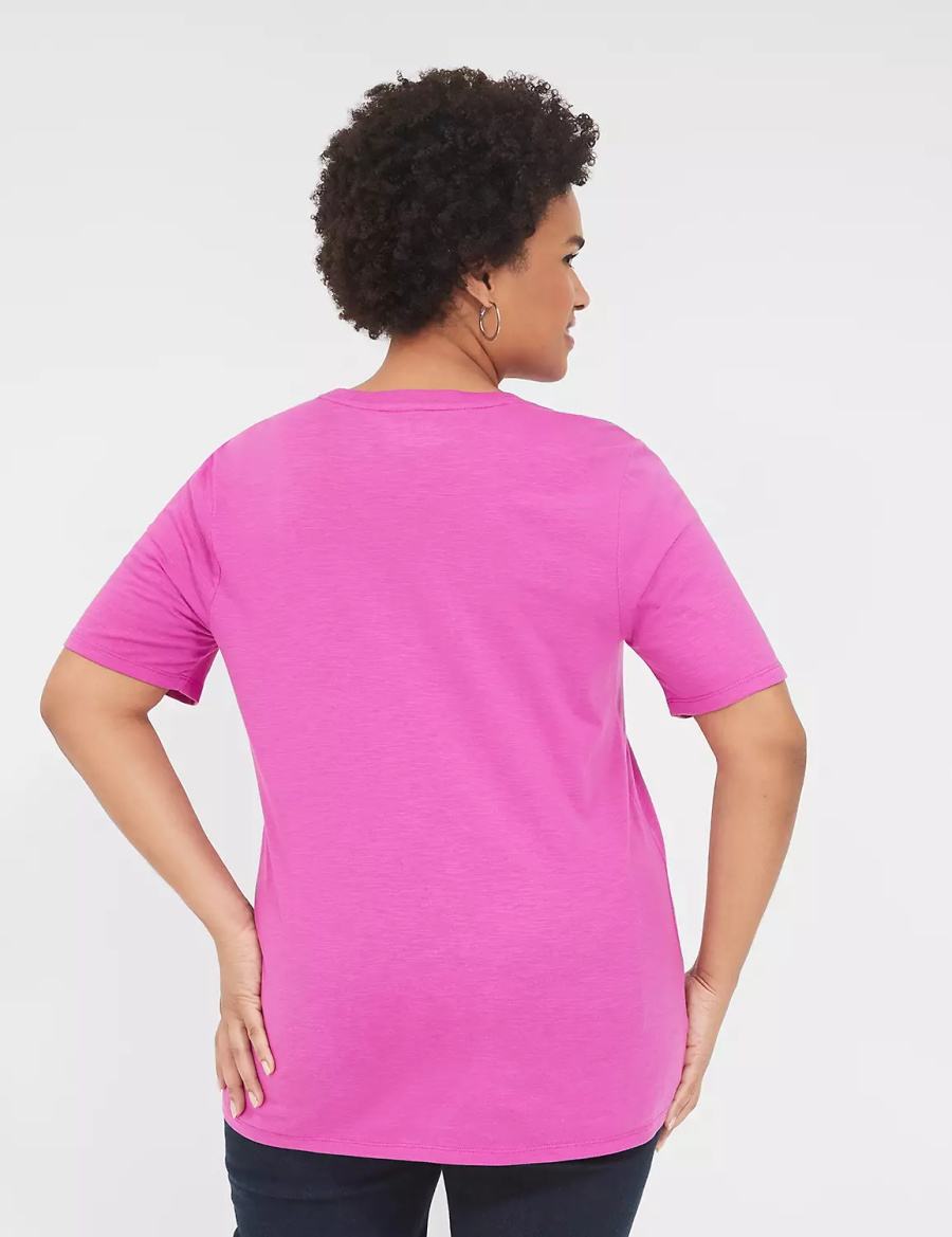 Lane Bryant Perfect Sleeve Crew-Neck Tee Magliette Donna Viola | CLS9879OB