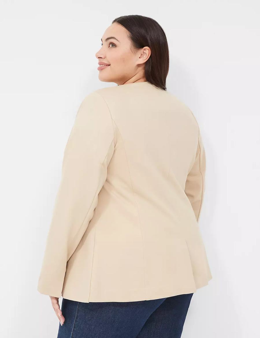 Lane Bryant Ponte Bryant Collarless Blazer Donna Khaki | WVJ4279KL