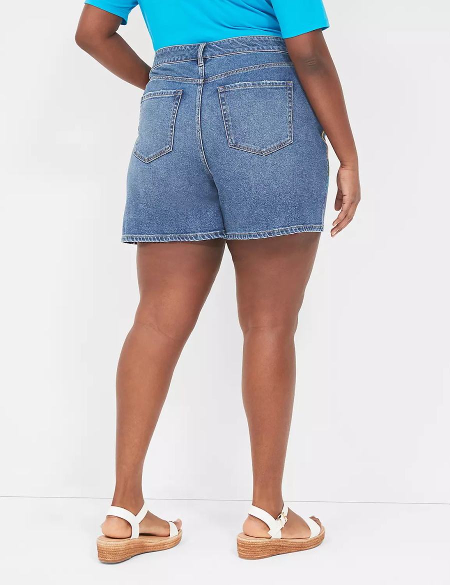 Lane Bryant Pride Boyfriend Fit Jean With Embroidery Pantaloncini Donna Blu | TDE2893GA